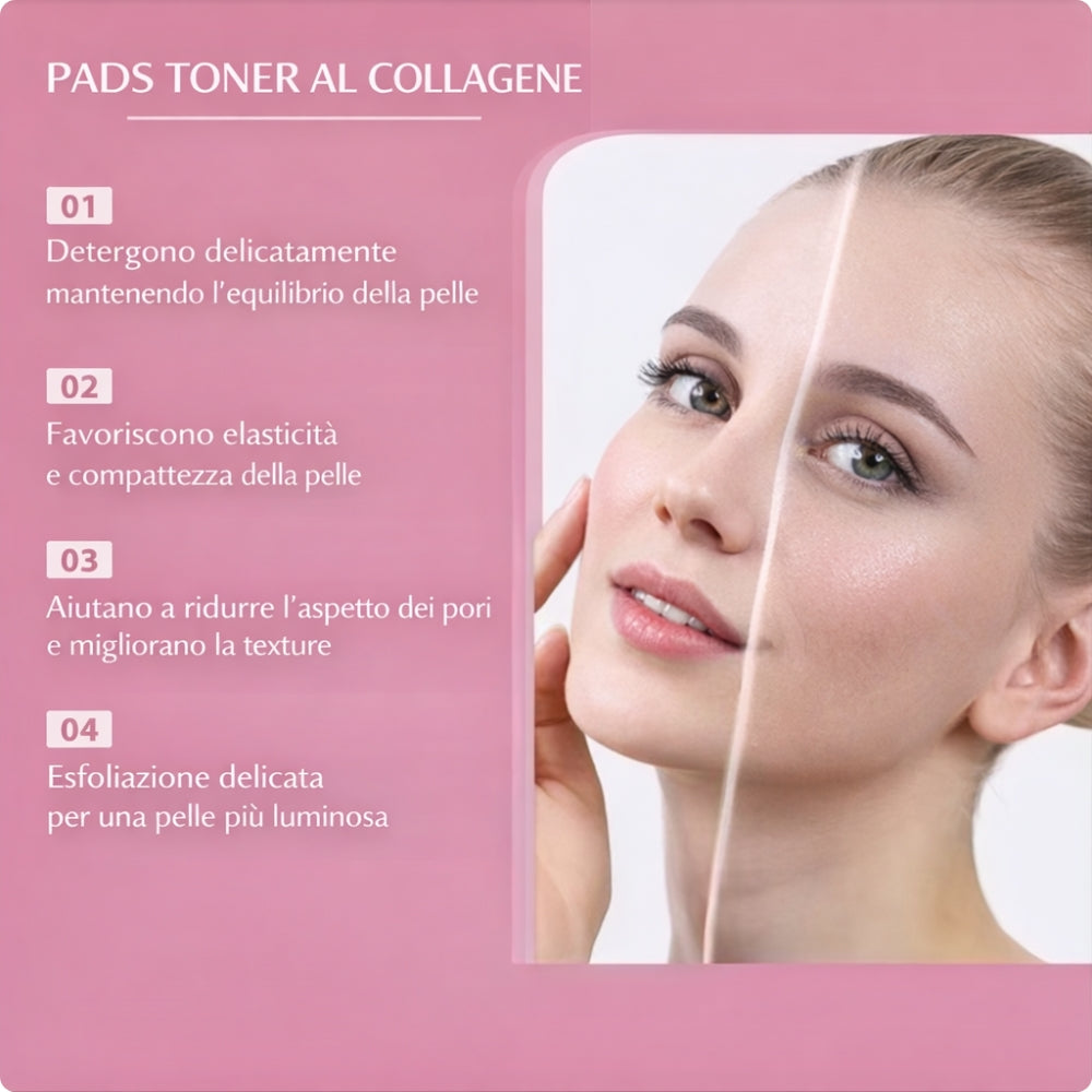 Pads Tonico al Collagene – Pelle Liscia, Idratata e Luminosa in un Solo Gesto