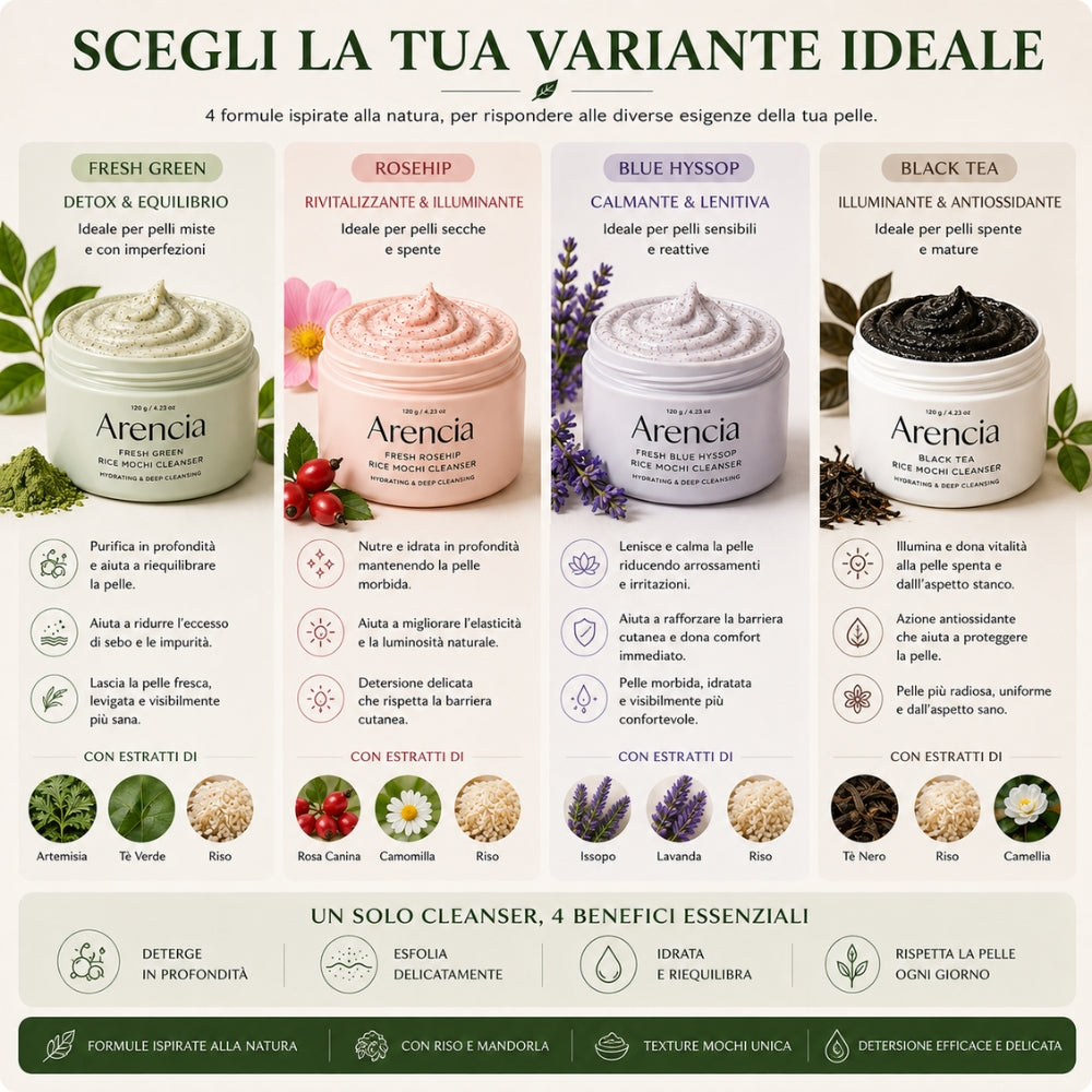 Arencia Rice Mochi Cleanser – Detergente Viso Idratante ed Esfoliante