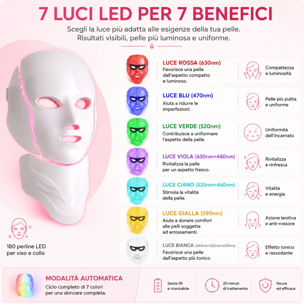 Maschera LED Viso Collo a 7 Colori