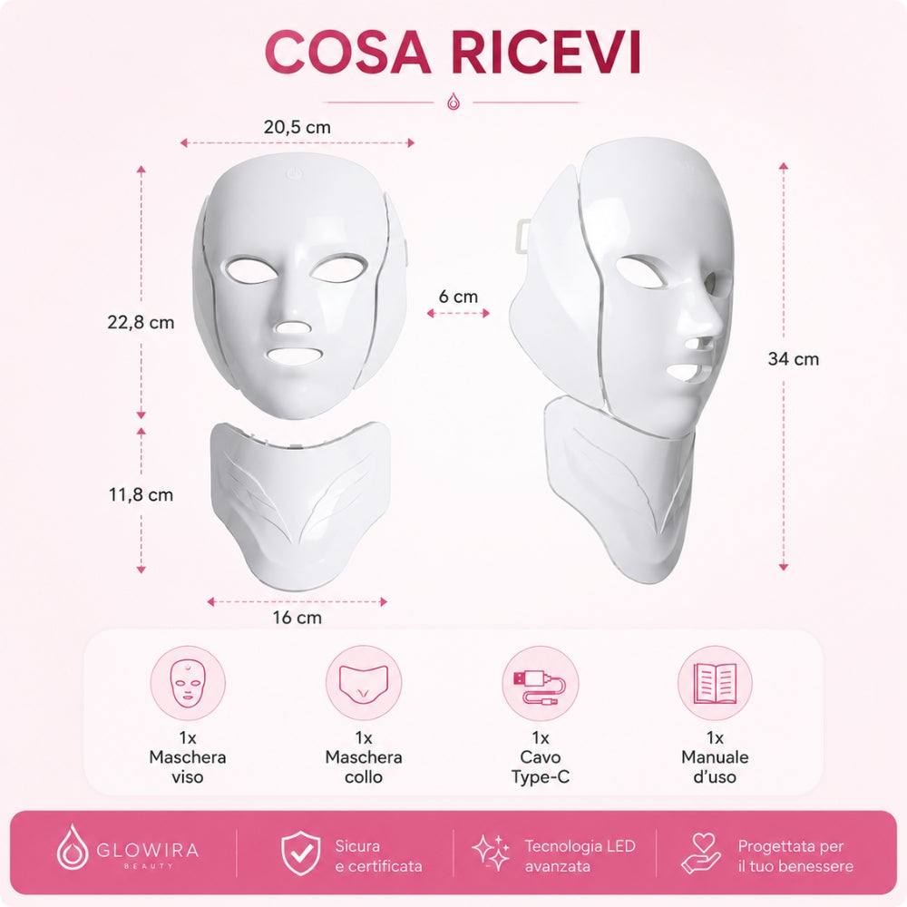 Maschera LED Viso Collo a 7 Colori