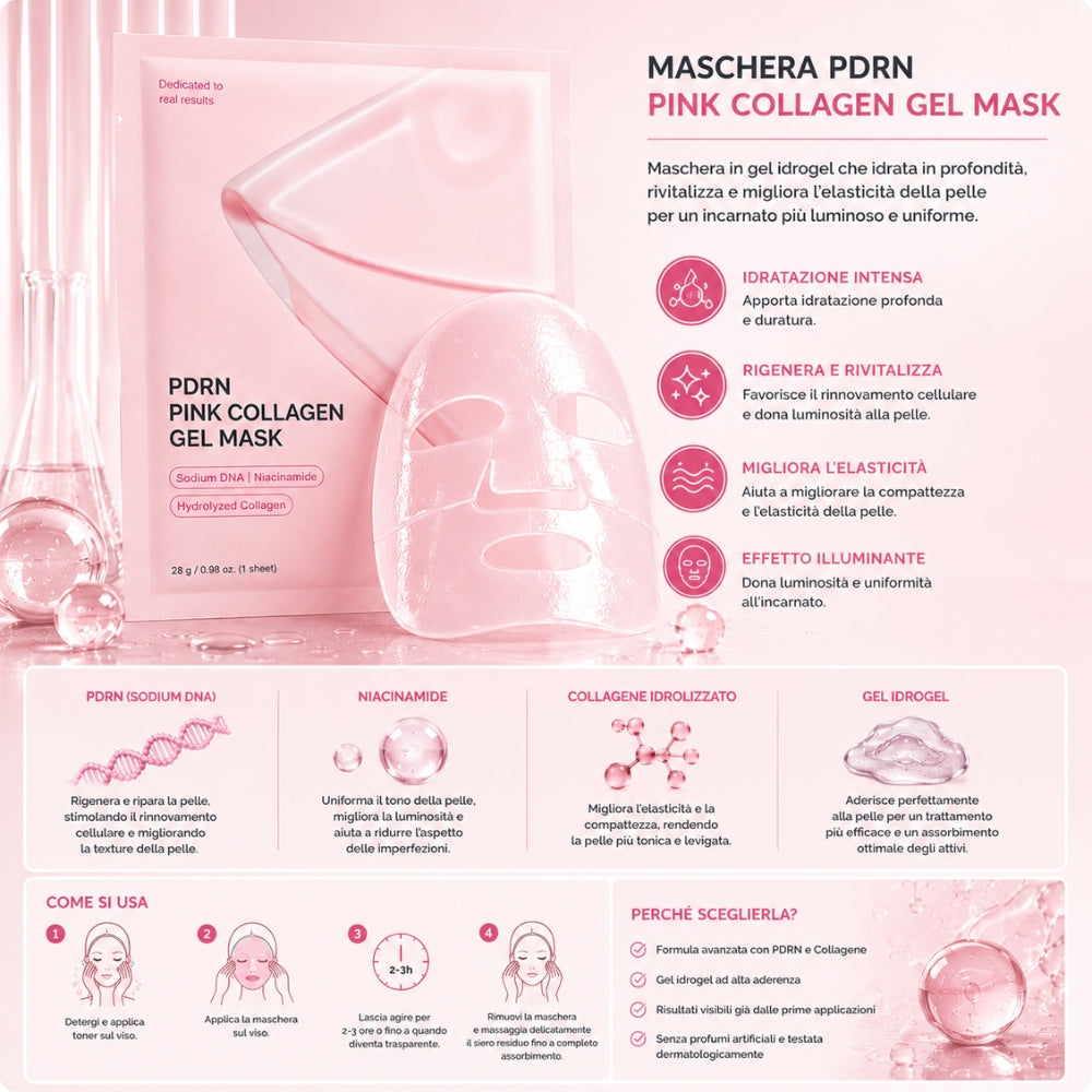 Maschera Viso PDRN in Idrogel con Collagene e Niacinamide
