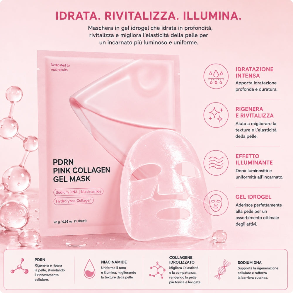 Maschera Viso PDRN in Idrogel con Collagene e Niacinamide