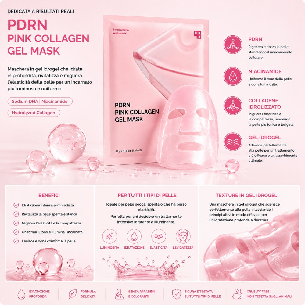 Maschera Viso PDRN in Idrogel con Collagene e Niacinamide