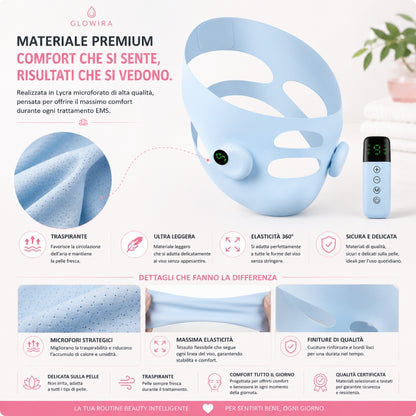 Maschera EMS Tonificante Viso – 6 Modalità e 9 Livelli di Intensità