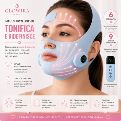 Maschera EMS Tonificante Viso – 6 Modalità e 9 Livelli di Intensità