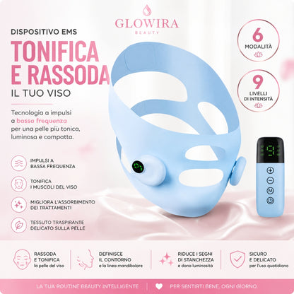 Maschera EMS Tonificante Viso – 6 Modalità e 9 Livelli di Intensità