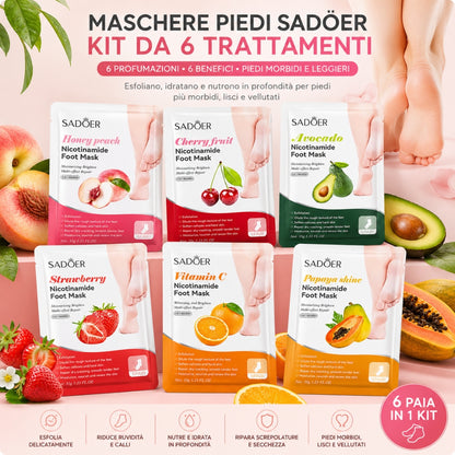 Maschere Piedi alla Niacinamide – Kit 6 Trattamenti