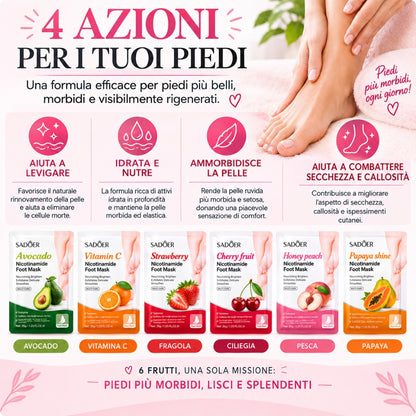 Maschere Piedi alla Niacinamide – Kit 6 Trattamenti