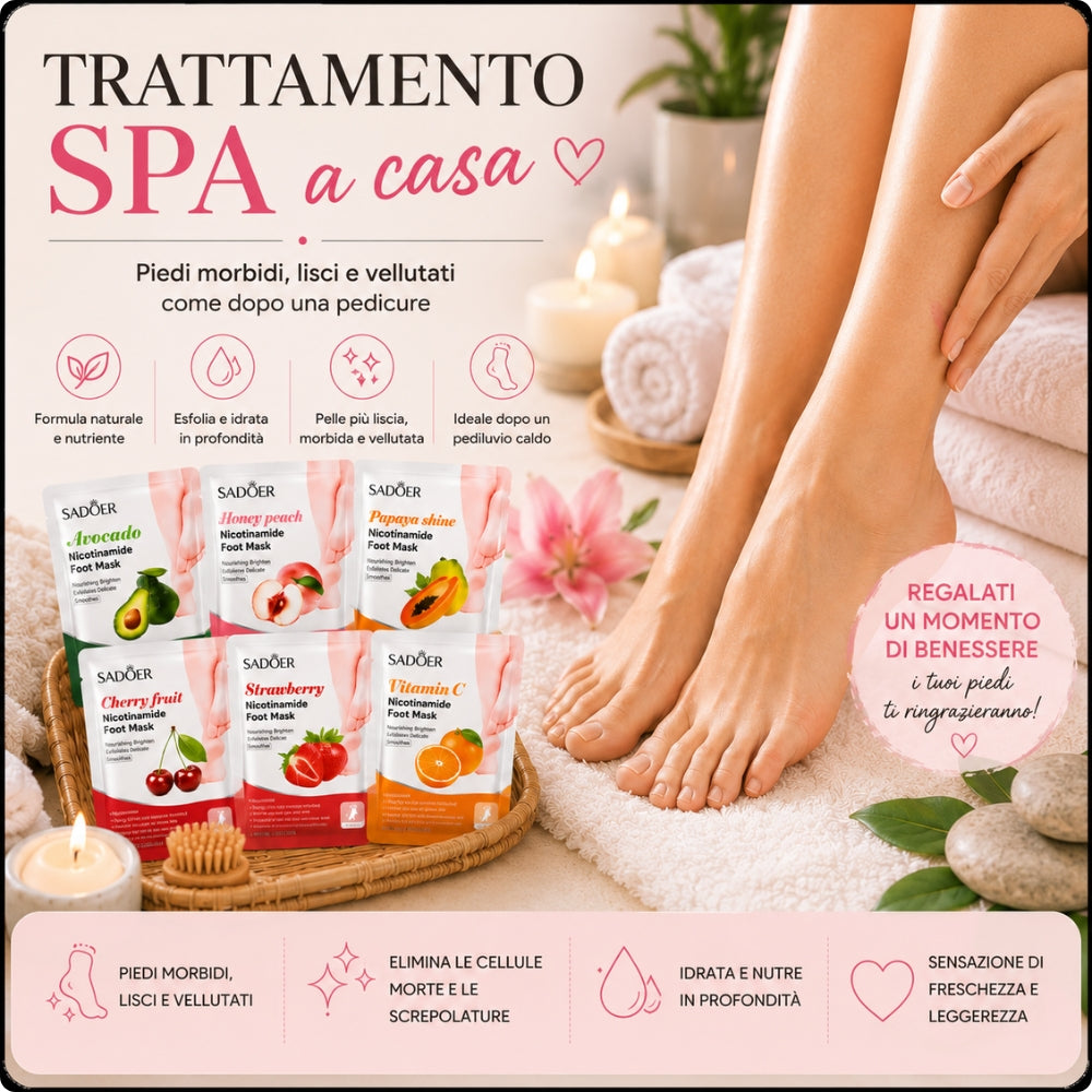 Maschere Piedi alla Niacinamide – Kit 6 Trattamenti