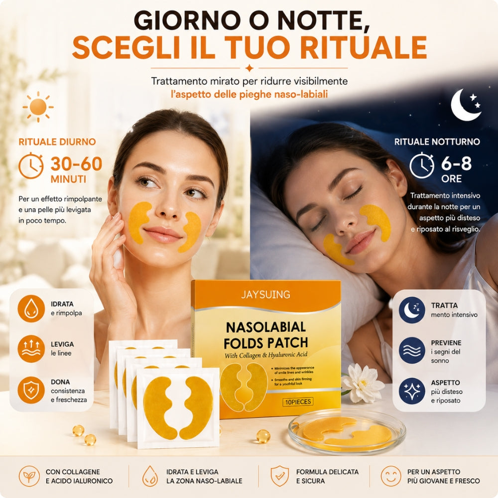 Patch Nasolabiali – 10 Patch con Collagene e Acido Ialuronico