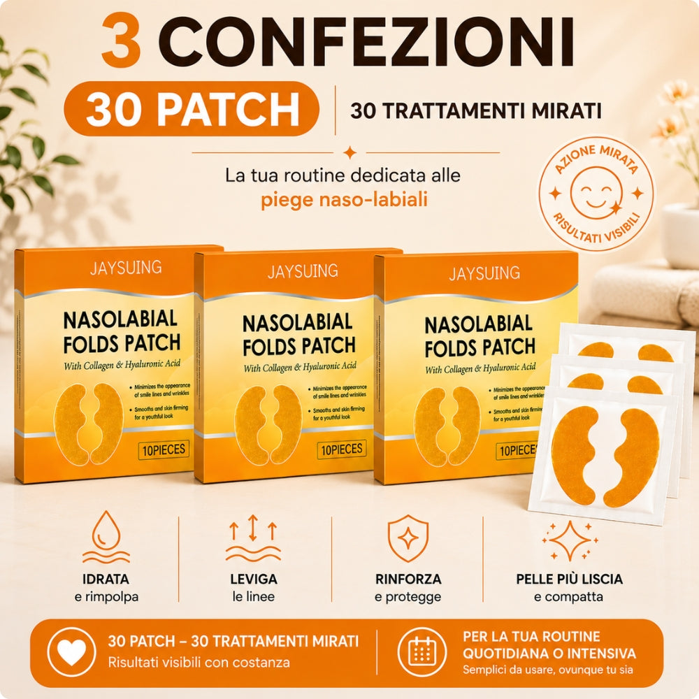 Patch Nasolabiali – 10 Patch con Collagene e Acido Ialuronico