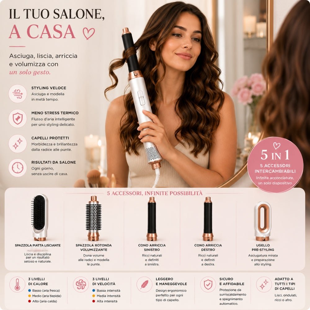 Multistyler 5 in 1 – Asciuga, Liscia, Arriccia e Volumizza