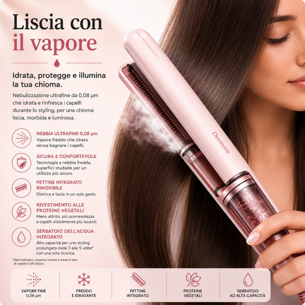 Piastra a Vapore Ionica – Styling Liscio e Luminoso