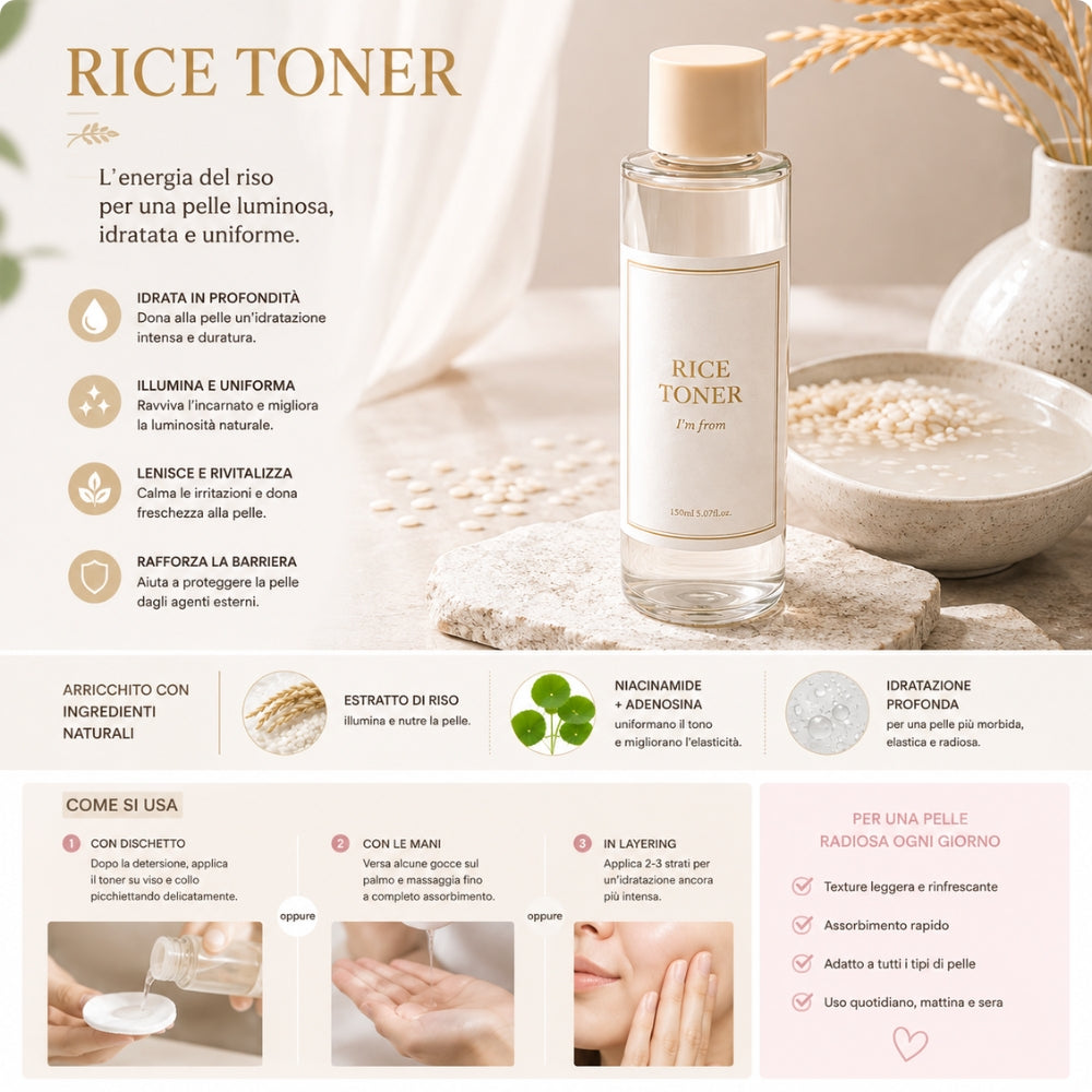 Rice Toner Illuminante al Riso