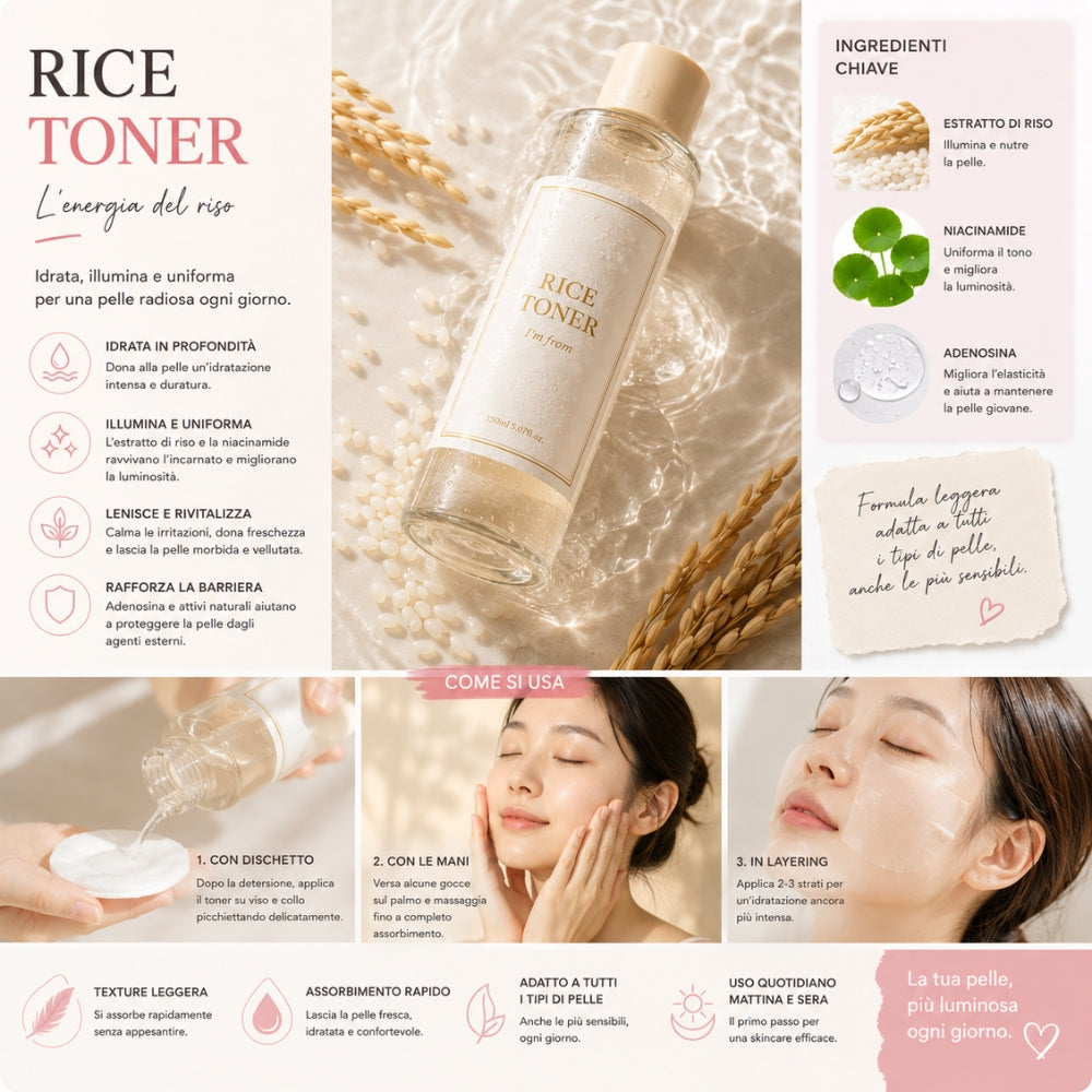 Rice Toner Illuminante al Riso