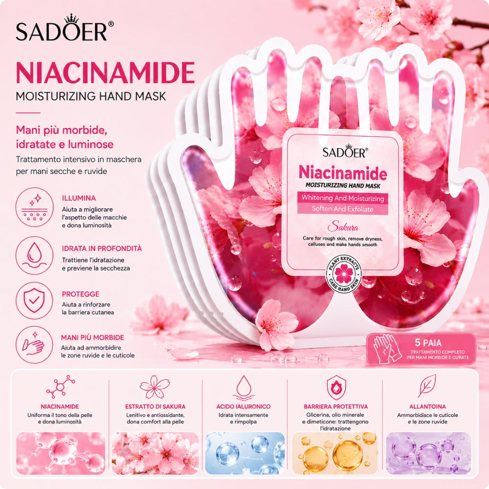 Maschera Mani Niacinamide & Sakura – Idratante e Illuminante