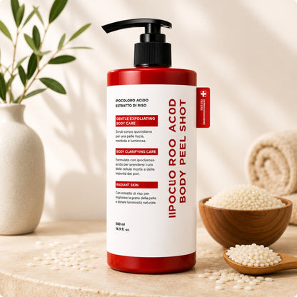 Glowira Body Peel Shot – Scrub Corpo al Riso con Acido Ipocloroso